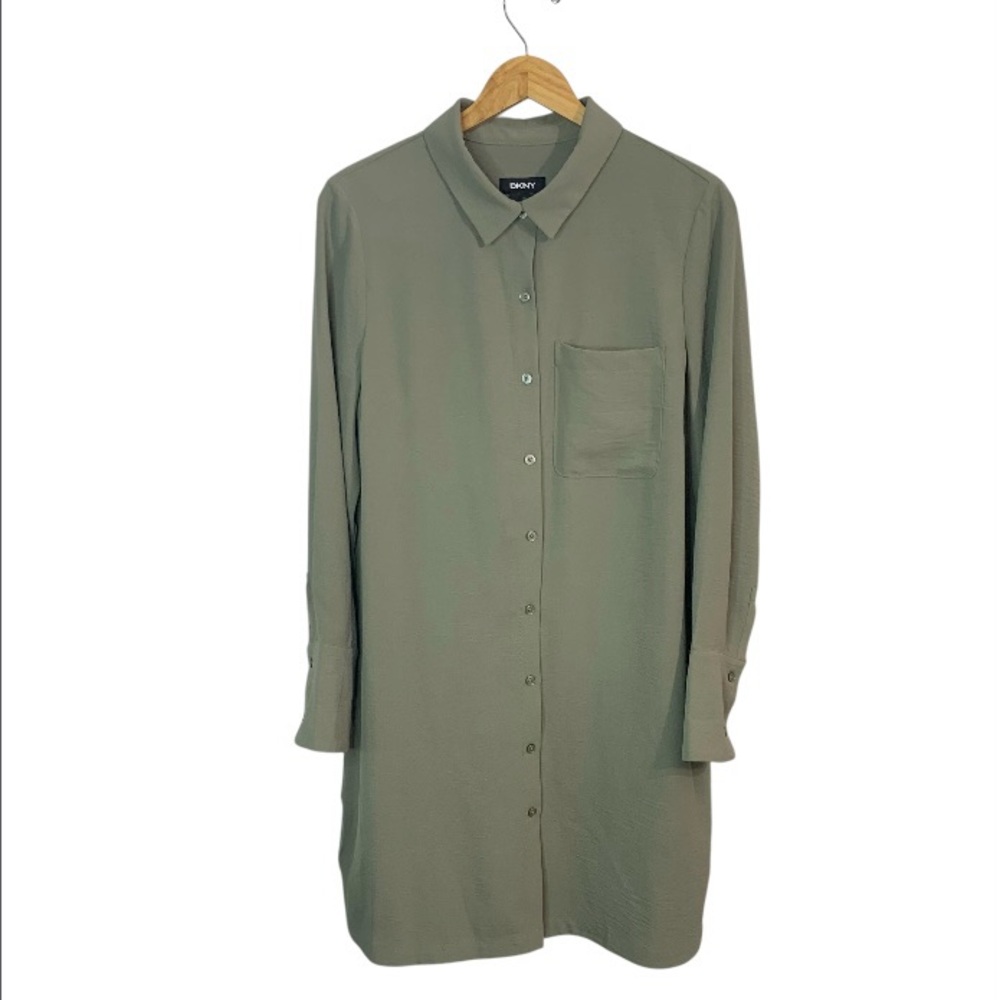 DKNY Button-Up Long Sleeve Shirt Dress Sz 12